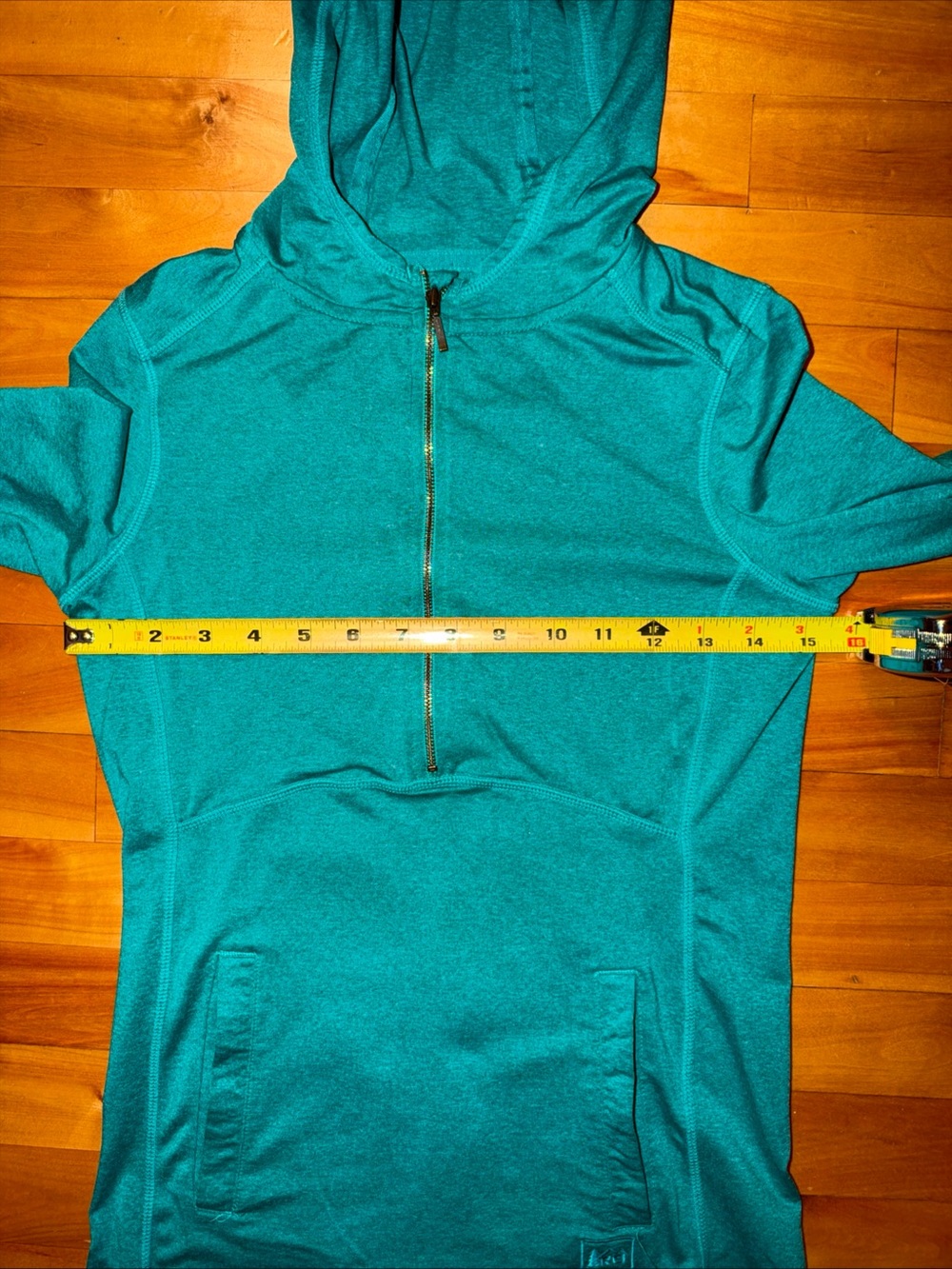 REI Womens XXS Teal Hooded 1/2 Zip Pullover Running Hiking Performance Top - Picture 7 of 13